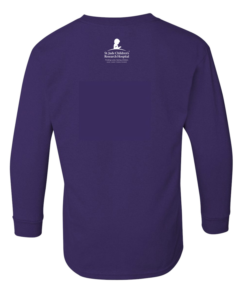 Youth St. Jude Cartoon-Style Purple Long-Sleeve T-Shirt